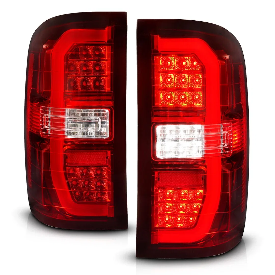 311466 – ANZO Tail Light Assembly, LED Red/ Clear Lens Chrome Housing Red Brake Light And Sequential Turn Signal Ligh...